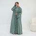 Voya Women's Quiet 2-Piece Modest Set - Lace Open-Front Cardigan & High Neck Inner Dress - Elegant Abaya Style Long Sleeve Islamic Clothing Pink_ecoleips.com
