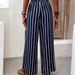 Women's High Waist Striped Wide Leg Pants Loose Casual Style Summer 2023 Straight Leg Loose Fit Bottoms_ecoleips.com