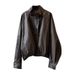 Yanshuang American Style PU Leather Jacket For Women, Autumn High-End Casual Versatile Cool Coat 79786_ecoleips.com