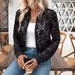 Aria Basics 2025 Autumn Winter New Elegant Women's Jacquard Lace Sheer Zipper Short Jacket Coat_ecoleips.com