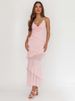 Mozision Spaghetti Strap Ruffle Sexy Maxi Dress Women Elegant 3D Rose V Neck Sleeveless Backless Bodycon Club Party Long Dress_ecoleips.com