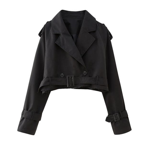 ng2510292 2023 Spring Autumn New Cross-Border Women's Fashion European And American Style Belted Long Sleeve Short Casual Trench_ecoleips.com