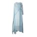Ethereal Ice Blue Maxi Dress With Flowing Ribbon Accents – High-Waisted French Elegance Long Sleeve Gown_ecoleips.com