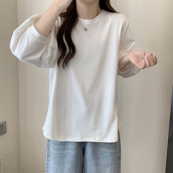real-shot Three-quarter T-shirt For Women, New Autumn Style, Plus-size, Loose, Stylish, Versatile_ecoleips.com