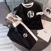 Casual Short Sleeve T-Shirt & Lounge Pants Set – Soft Cotton Two-Piece Outfit For Women (Black/White, S-XL)_ecoleips.com