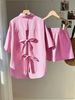 Summer Fashion Women's Casual Loose Shorts With Pockets Striped Design Early Autumn Suit Top Women's Clothing_ecoleips.com