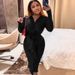 Verve M3211 Women's Autumn Winter New Long Sleeve V-neck Rose Flower Design Sexy Bodycon Dress_ecoleips.com