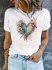 European And American Cross-border Foreign Trade Women's Floral Plant Print Round-neck Short-sleeve T-shirt Top_ecoleips.com