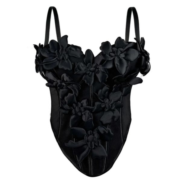 Cross-border European And American New Style 3D Floral Camisole Top Slim Fit Pure Desire Sexy Fishbone Chest Inner Wear_ecoleips.com