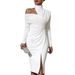 2026 European And American Cross-Border Spring New Product Solid Color Elegant Casual Off-Shoulder Slit Women's_ecoleips.com