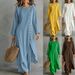 Women's Casual Linen Two Piece Set Long Irregular Top With Single Breasted Design European And American Style_ecoleips.com
