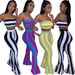 Women's Clothing Candy Color Bandeau Top And Flared Pants Striped Set Black White Stripes American Style Spring Autumn Summer_ecoleips.com