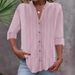 Women's Clothing Autumn And Winter New Casual Fashion Button Striped Long Sleeved Solid Color Shirt_ecoleips.com