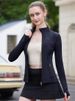 Women's Long Sleeved Sports Jacket Fitness Wear Sheer Fabric Sun Protection Stand Up Collar Yoga Jacket_ecoleips.com