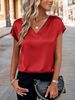 Women's Clothing Satin T-Shirt Short Sleeve Top - Luxe Casual Essential In Solid Colors_ecoleips.com