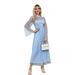 Verve Muslim Women's Clothing Spring Summer Elegant Solid Color Mesh Set Dress_ecoleips.com