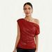 Women's Clothing Sequined Glitter Beads Oblique Collar Short Sleeved Summer Women's T Shirt_ecoleips.com