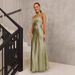 25 Year Women's Solid Color V-Neck Slimming Sexy Evening Dress -68603_ecoleips.com