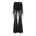 Elegant Sexy Cross Flocked Skirt Pants for Women Versatile European American Style Autumn 2024 New Arrival CF24374_ecoleips.com