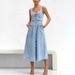 Women's Clothing Denim Suspenders Large Swing High Waist Sleeveless Low Collar Dress Women_ecoleips.com