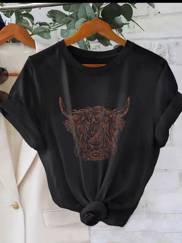 Women's Casual round Neck Short Sleeve T-Shirt Multi-Color Solid Loose Printed Fashion Top European American Style Sports Wear_ecoleips.com