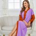 Purple And Orange Patchwork Hooded Handmade Rhinestone Robe Dress_ecoleips.com
