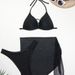 Women's Clothing Sexy Bikini Three Piece Gauze Skirt Swimsuit Bikini Net Celebrity Solid Color Swimsuit_ecoleips.com