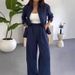 Women's Fashion Set Spring Summer Loose Top Casual Wide Leg Pants Solid Color Two Piece Women's Clothing_ecoleips.com