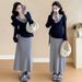 Autumn New Korean Fashion Sweater Two-Piece Set Maternity Dress_ecoleips.com