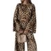 Women's 2-Piece Leopard Print Round Neck Long Sleeve Short Top And Wide-Leg Pants Set_ecoleips.com
