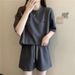 Women's Clothing In Summer Sports Casual Style Hemmed Short Sleeved T Shirt A Line Wide Leg Shorts Two Piece Suit_ecoleips.com