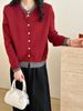 Women's Style Soft Gray Knit Cardigan Preppy Style Jacket Autumn New Top_ecoleips.com