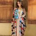Women's Clothing Women's Middle Eastern Fashion Striped Bat Sleeve Muslim Tank Coat Two Piece Abaya Dress Modest Abaya Dress_ecoleips.com