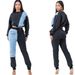 Women's Clothing Fashion Slim Fit Denim Splicing Personality Lace Up Denim 2 Piece Set_ecoleips.com