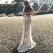 Women’s Clothing Spring New Style Fashion Lady Banquet Wedding Dress Round Neck Long Sleeve Printed Backless Lace Dress_ecoleips.com