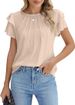 Women's Clothing Women's Formal Casual Summer Pleated Short Sleeved Round Neck Top Business Work Shirt_ecoleips.com