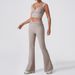 Women's Quick Drying Twist High Waist Flared Fitness Sports Vest European American Style Casual Versatile Yoga Suit_ecoleips.com