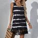 Women's Sleeveless Striped Printed Dress Fringed Hem Summer Outings Commuting Perfect Casual Maxi Dress_ecoleips.com