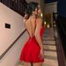 A-Line Skirt Sexy Deep V Neck Thin Strap Dress Solid Color Women's Clothing_ecoleips.com