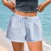 Fashion New Simple Contrast Color Stitching Striped Casual Pants Women's Loose Niche Lace Up Home Versatile Shorts_ecoleips.com