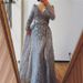 Women's Clothing Wine Red Banquet Dress Long Sleeve Sexy V Neck Fishtail Slim Host Toast Dress_ecoleips.com