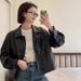 Short PU Leather For Petite Women, 2026 New Street Style Biker Jacket With Hong Kong-inspired Design And American-style_ecoleips.com