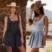 Women's Clothing Cowboy Style Street Fashion Tight Elastic Denim Suspender Dress_ecoleips.com