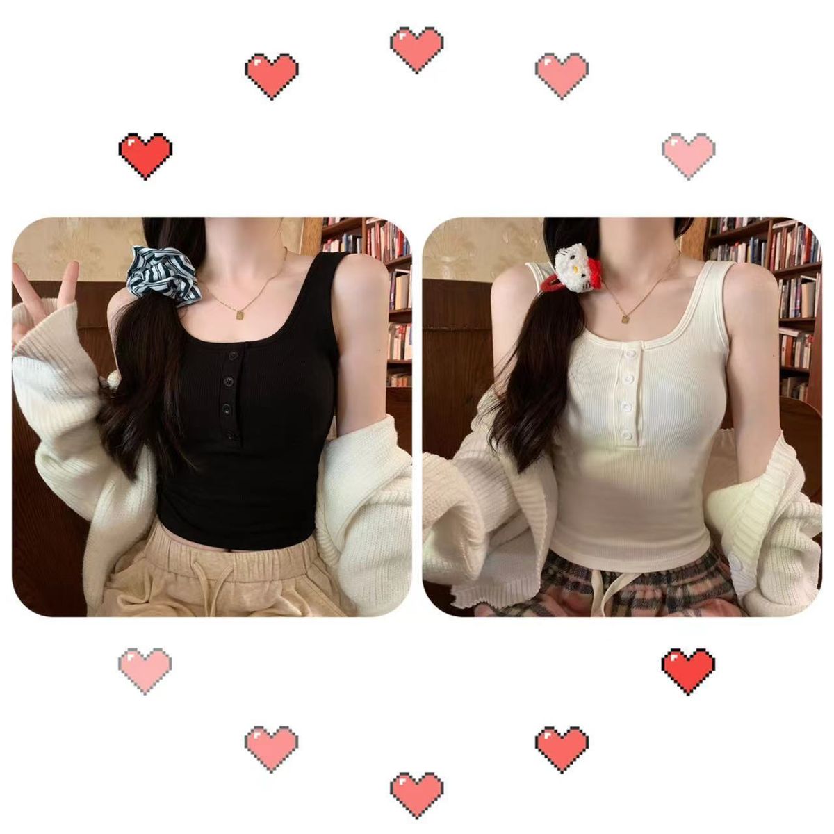 Inner Wear For Women: Sexy Lingerie, Camisole With Built-in Bra Pads, Button-up Tube Top, Anti-exposure Base Shirt_ecoleips.com