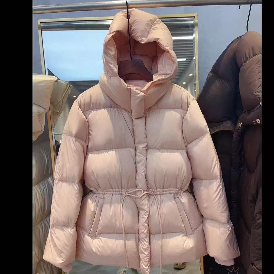 Women's Clothing Elegant Winter Puffer Coat Thickened Quilted Down Alternative Jacket With Waist Cinch, Hooded Long Sleeve Outerwear In Classic Colors_ecoleips.com