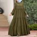 Women's Clothing Muslim Ruffle Skirt Women's Ruffle Korean Dress Casual Loose Round Neck Long Dress_ecoleips.com