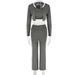 AC597 Fashionable And Sexy Hollow Knit Lace Trim Cardigan Slim Fit Long Sleeve Pants 3-Piece Set For Women_ecoleips.com