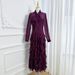 Elegant French Style Long Sleeve Dress Bow Tie Fitted Waist Ruffled Hem Autumn Slimming Silhouette Women's Fashion Dress_ecoleips.com