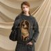girl 251029-157 "Good Morning Little Sausage" Design Side Button Mink Dog Retro Sweater_ecoleips.com