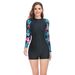 Women's Clothing Swimsuit - Full Coverage With Back Zipper | UPF 50+ Modest Swimwear For Beach & Pool (Black/Blue, S-XL) | Quick Dry Fabric_ecoleips.com